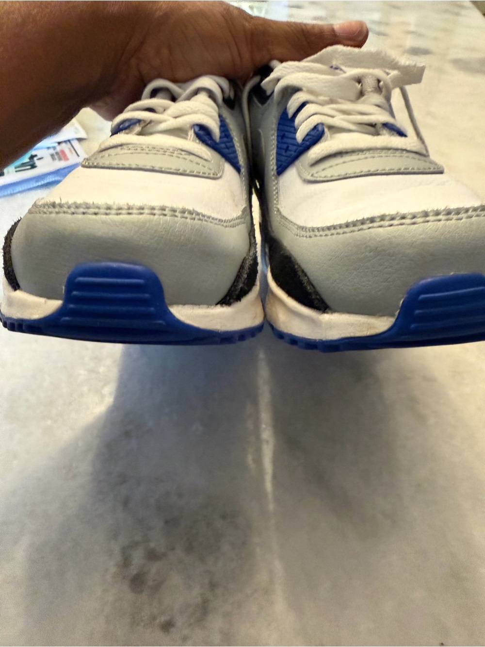 Nike Kids White, Gray & Blue Sneakers - Picture 2 of 8